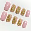 image:imageBABALAL Press on Nails Short Square Fake Nails Pearl White Chrome with Polka Dot Design 3D Cherry Acrylic Cute Glossy Shimmer Finish Full Cover Glue On Nails For Women And Girls 24PcsCND10103