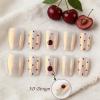 image:imageBABALAL Press on Nails Short Square Fake Nails Pearl White Chrome with Polka Dot Design 3D Cherry Acrylic Cute Glossy Shimmer Finish Full Cover Glue On Nails For Women And Girls 24PcsCND10101