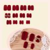 image:imageBABALAL Press on Nails Short Square Fake Nails Pearl White Chrome with Polka Dot Design 3D Cherry Acrylic Cute Glossy Shimmer Finish Full Cover Glue On Nails For Women And Girls 24PcsCND103