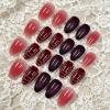 image:imageBABALAL Press on Nails Short Square Fake Nails Pearl White Chrome with Polka Dot Design 3D Cherry Acrylic Cute Glossy Shimmer Finish Full Cover Glue On Nails For Women And Girls 24PcsCND111