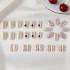 image:imageBABALAL Press on Nails Short Square Fake Nails Pearl White Chrome with Polka Dot Design 3D Cherry Acrylic Cute Glossy Shimmer Finish Full Cover Glue On Nails For Women And Girls 24PcsCND10101