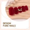 image:imageBABALAL Press on Nails Short Square Fake Nails Pearl White Chrome with Polka Dot Design 3D Cherry Acrylic Cute Glossy Shimmer Finish Full Cover Glue On Nails For Women And Girls 24PcsCND103