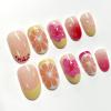 image:imageBABALAL Press on Nails Short Square Fake Nails Pearl White Chrome with Polka Dot Design 3D Cherry Acrylic Cute Glossy Shimmer Finish Full Cover Glue On Nails For Women And Girls 24PcsCND10102