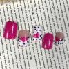 image:imageBABALAL Press on Nails Short Square Fake Nails Pearl White Chrome with Polka Dot Design 3D Cherry Acrylic Cute Glossy Shimmer Finish Full Cover Glue On Nails For Women And Girls 24PcsCND108