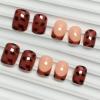 image:imageBABALAL Press on Nails Short Square Fake Nails Pearl White Chrome with Polka Dot Design 3D Cherry Acrylic Cute Glossy Shimmer Finish Full Cover Glue On Nails For Women And Girls 24PcsCND114