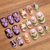 image:imageBABALAL Press on Nails Short Square Fake Nails Pearl White Chrome with Polka Dot Design 3D Cherry Acrylic Cute Glossy Shimmer Finish Full Cover Glue On Nails For Women And Girls 24PcsCND110