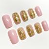 image:imageBABALAL Press on Nails Short Square Fake Nails Pearl White Chrome with Polka Dot Design 3D Cherry Acrylic Cute Glossy Shimmer Finish Full Cover Glue On Nails For Women And Girls 24PcsCND10103