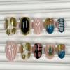 image:imageBABALAL Press on Nails Short Square Fake Nails Pearl White Chrome with Polka Dot Design 3D Cherry Acrylic Cute Glossy Shimmer Finish Full Cover Glue On Nails For Women And Girls 24PcsCND116
