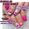 image:imageBABALAL Press on Nails Short Square Fake Nails Pearl White Chrome with Polka Dot Design 3D Cherry Acrylic Cute Glossy Shimmer Finish Full Cover Glue On Nails For Women And Girls 24PcsCND108