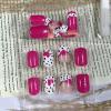 image:imageBABALAL Press on Nails Short Square Fake Nails Pearl White Chrome with Polka Dot Design 3D Cherry Acrylic Cute Glossy Shimmer Finish Full Cover Glue On Nails For Women And Girls 24PcsCND108