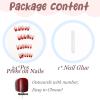 image:imageBABALAL Press on Nails Short Square Fake Nails Pearl White Chrome with Polka Dot Design 3D Cherry Acrylic Cute Glossy Shimmer Finish Full Cover Glue On Nails For Women And Girls 24PcsCND101
