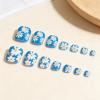 image:imageBABALAL Toe Press On Nails Short Square Blue Butterfly with Rhinestone amp Flower Accents Glossy Summer Pedicure Fake Nails for Women and Girls 24PcsJZJA011f