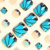 image:imageBABALAL Toe Press On Nails Short Square Blue Butterfly with Rhinestone amp Flower Accents Glossy Summer Pedicure Fake Nails for Women and Girls 24PcsJZJA011e