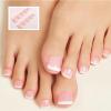 image:imageBABALAL Toe Press On Nails Short Square Blue Butterfly with Rhinestone amp Flower Accents Glossy Summer Pedicure Fake Nails for Women and Girls 24PcsJZJA012g