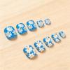 image:imageBABALAL Toe Press On Nails Short Square Blue Butterfly with Rhinestone amp Flower Accents Glossy Summer Pedicure Fake Nails for Women and Girls 24PcsJZJA011f