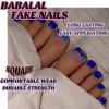 image:imageBABALAL Toe Press On Nails Short Square Blue Butterfly with Rhinestone amp Flower Accents Glossy Summer Pedicure Fake Nails for Women and Girls 24PcsJZJA012j