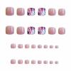 image:imageBABALAL Toe Press On Nails Short Square Blue Butterfly with Rhinestone amp Flower Accents Glossy Summer Pedicure Fake Nails for Women and Girls 24PcsJZJA012c
