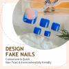 image:imageBABALAL Toe Press On Nails Short Square Blue Butterfly with Rhinestone amp Flower Accents Glossy Summer Pedicure Fake Nails for Women and Girls 24PcsJZJA012j