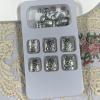image:imageBABALAL Toe Press On Nails Short Square Blue Butterfly with Rhinestone amp Flower Accents Glossy Summer Pedicure Fake Nails for Women and Girls 24PcsJZJA011d