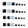image:imageBABALAL Toe Press On Nails Short Square Blue Butterfly with Rhinestone amp Flower Accents Glossy Summer Pedicure Fake Nails for Women and Girls 24PcsJZJA012h