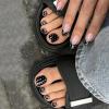 image:imageBABALAL 48Pcs Hand amp Toe Press On Nails Set Medium Almond Black French Tip Polka Dot Design Fake Nails Short Square False Toenails Reusable Glossy Kit for Women and GirlsANht10201