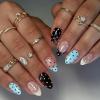 image:imageBABALAL Press On Nails Medium Almond Fake Nails Baby Blue Black Polka Dot Ombre Glossy Y2K Cute Glue On Nails for Women and Girls 24Pcs