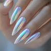image:imageBABALAL Press On Nails Medium Almond Fake Nails Pink Rose Floral with Cat Eye Bow Accents Glossy Romantic Glue On Nails for Women and Girls 24Pcs ReusableBNKA18