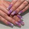 image:imageBABALAL Press On Nails Medium Long Square Fake Nails Hot Pink Ombre Silver Star amp Rhinestone Charm Y2k Glossy Full Cover Glue On Nails For Women And Girls 24PcsFNEB024