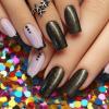 image:imageBABALAL Press On Nails Medium Square Fake Nails Pink Black Gold Glitter with Charm Glossy Glue On Nails for Women and Girls 24Pcs