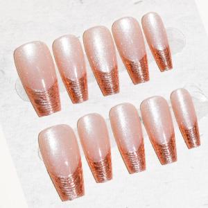 image:imageBABALAL Press On Nails Long Square Fake Nails Purple Ombre With 3d Floral amp Polka Dot Glossy Full Cover Glue On Nails For Women And Girls 24PcsbbfnH019