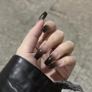 image:imageBABALAL Press On Nails Long Stiletto Fake Nails Black Glossy with 3D Rhinestone Crystal Design Gothic Punk Glue On Nails for Women and Girls 24PcsNq201dark