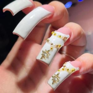 image:imageBABALAL Press On Nails Long Stiletto Fake Nails Black Gothic With Silver Chain amp Pink Bow Y2k Full Cover Glue On Nails For Women And Girls 24Pcs XL Custom ReusableBNV105wg