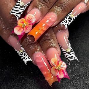 image:imageBABALAL Press On Nails Long Stiletto Fake Nails Black Gothic With Silver Chain amp Pink Bow Y2k Full Cover Glue On Nails For Women And Girls 24Pcs XL Custom ReusableBNV105