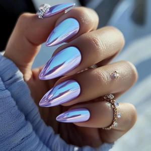 image:imageBABALAL Press On Nails Medium Almond Fake Nails Pink Rose Floral with Cat Eye Bow Accents Glossy Romantic Glue On Nails for Women and Girls 24Pcs ReusableBNKA17