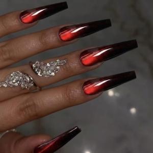 image:imageBABALAL Press On Nails Medium Long Square Fake Nails Hot Pink Ombre Silver Star amp Rhinestone Charm Y2k Glossy Full Cover Glue On Nails For Women And Girls 24PcsFNEB00603