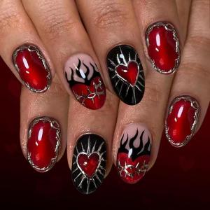 image:imageBABALAL Press On Nails Short Almond Fake Nails Pink Polka Dot amp Plaid Lace Design Glossy Kawaii Glue On Nails For Women And Girls Kids 24PcsFNG10301