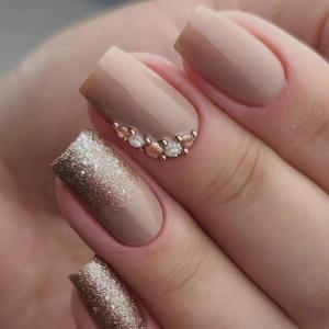 image:imageBABALAL Press on Nails Short Square Fake Nails Pearl White Chrome with Polka Dot Design 3D Cherry Acrylic Cute Glossy Shimmer Finish Full Cover Glue On Nails For Women And Girls 24PcsCND115