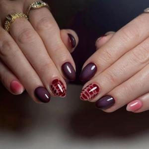 image:imageBABALAL Press on Nails Short Square Fake Nails Pearl White Chrome with Polka Dot Design 3D Cherry Acrylic Cute Glossy Shimmer Finish Full Cover Glue On Nails For Women And Girls 24PcsCND111