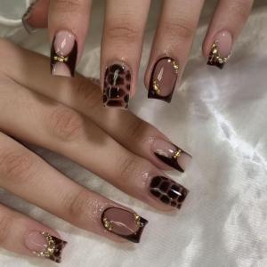 image:imageBABALAL Press on Nails Short Square Fake Nails Pearl White Chrome with Polka Dot Design 3D Cherry Acrylic Cute Glossy Shimmer Finish Full Cover Glue On Nails For Women And Girls 24PcsCND104