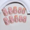 image:imageBABALAL Press On Nails Short Square Fake Nails Blue French Tip with Butterfly amp 3D Flower Glossy Tropical Summer Glue On Nails for Women and Girls 24PcsFNr23floral