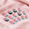 image:imageBABALAL Press On Nails Short Square Fake Nails Blue French Tip with Butterfly amp 3D Flower Glossy Tropical Summer Glue On Nails for Women and Girls 24PcsFNr1601