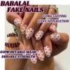 image:imageBABALAL Press On Nails Short Square Fake Nails Blue French Tip with Butterfly amp 3D Flower Glossy Tropical Summer Glue On Nails for Women and Girls 24PcsFNr21polkadot
