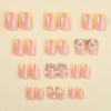 image:imageBABALAL Press On Nails Short Square Fake Nails Blue French Tip with Butterfly amp 3D Flower Glossy Tropical Summer Glue On Nails for Women and Girls 24PcsFNr2203