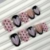 image:imageBABALAL Press On Nails Short Square Fake Nails Blue French Tip with Butterfly amp 3D Flower Glossy Tropical Summer Glue On Nails for Women and Girls 24PcsFNr1401