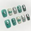 image:imageBABALAL Press On Nails Short Square Fake Nails Blue French Tip with Butterfly amp 3D Flower Glossy Tropical Summer Glue On Nails for Women and Girls 24PcsFNr2202