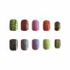 image:imageBABALAL Press On Nails Short Square Fake Nails Blue French Tip with Butterfly amp 3D Flower Glossy Tropical Summer Glue On Nails for Women and Girls 24PcsFNr23colorful