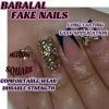 image:imageBABALAL Press On Nails Short Square Fake Nails Blue French Tip with Butterfly amp 3D Flower Glossy Tropical Summer Glue On Nails for Women and Girls 24PcsFNr14bow