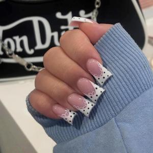 image:imageBABALAL Duck Press On Nails Purple French Tip Fake Nails With Butterfly amp Cross Charm Lavender Bling Goth Glue On Duckbill Nails For Women And Girls 24PcsDU00601