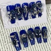 image:imageBABALAL Extra Long Stiletto Press On Nails 10Pcs Custom Fake Nails Pink Green Cat Eye with Rhinestone amp 3D Heart Charm Glossy Luxury Glam Glue On Nails for Women and Girls MBNCU108