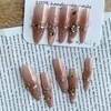 image:imageBABALAL Extra Long Stiletto Press On Nails 10Pcs Custom Fake Nails Pink Green Cat Eye with Rhinestone amp 3D Heart Charm Glossy Luxury Glam Glue On Nails for Women and Girls MBNCU105